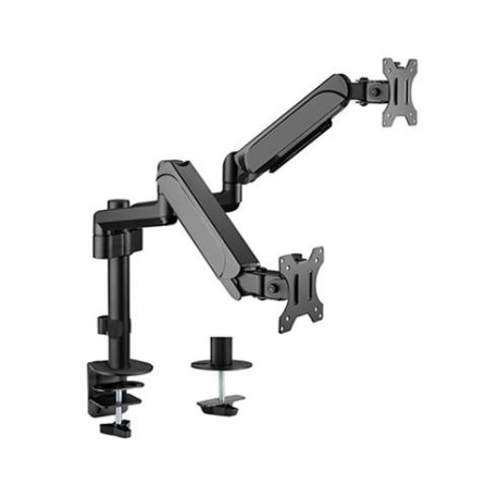 Gembird MA-DA2P-01 - Mounting kit (2 articulating arms, grommet-mount base, 2 VESA mount brackets, clamp mounting base) - for 2 LCD displays - plastic, aluminium, steel - fine texture black - screen size: 17"-32" - desk-mountable - 0