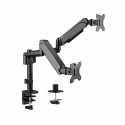 Gembird MA-DA2P-01 - Mounting kit (2 articulating arms, grommet-mount base, 2 VESA mount brackets, clamp mounting base) - for 2 LCD displays - plastic, aluminium, steel - fine texture black - screen size: 17"-32" - desk-mountable