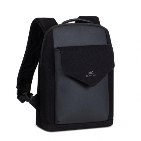 Riva Case Cardiff 8521 - Rucksack - polyurethane, canvas, faux leather, 100% cotton - black - 13.3" - 0