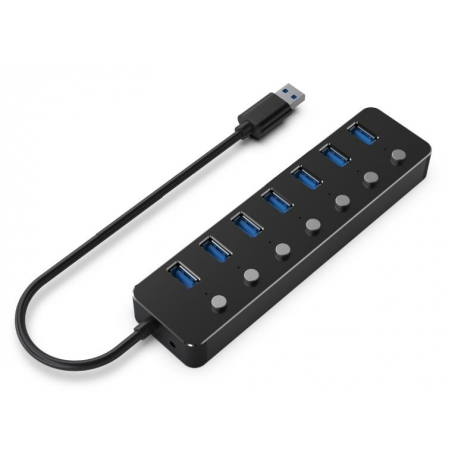 Gembird - Hub - with switches, black - 7 x USB 3.1 Gen 1 - desktop - 0