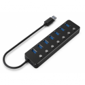 Gembird - Hub - with switches, black - 7 x USB 3.1 Gen 1 - desktop