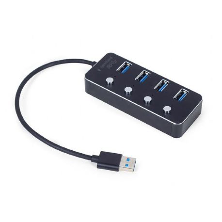 Gembird - Hub - powered, with switches, black - 4 x USB 3.1 Gen 1 - desktop - 0