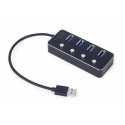 Gembird - Hub - powered, with switches, black - 4 x USB 3.1 Gen 1 - desktop