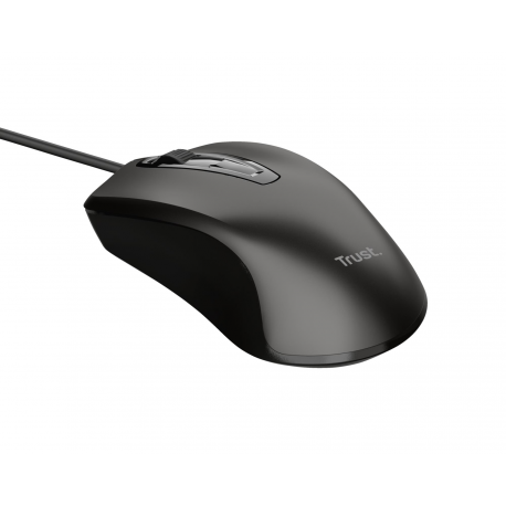 Trust - Mouse - right and left-handed - optical - 3 buttons - wired - USB-A - black - 0