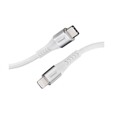 Intenso C315L - Lightning cable - 24 pin USB-C male to Lightning male - 1.5 m - MFI Certified - white - Power Delivery 3.0 support, braided cable, USB Power Delivery (27W) - 0