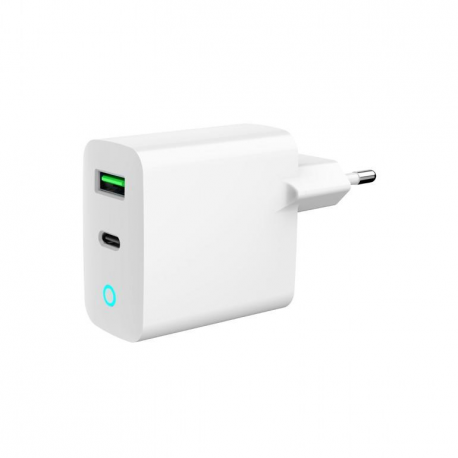 Gembird - Power adapter - with LED - 20 Watt - 3 A - PD, QC 3.0 - 2 output connectors (USB, 24 pin USB-C) - white - 0