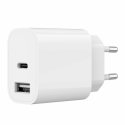Gembird - Power adapter - 2.4 A - 2 output connectors (USB, 24 pin USB-C) - white