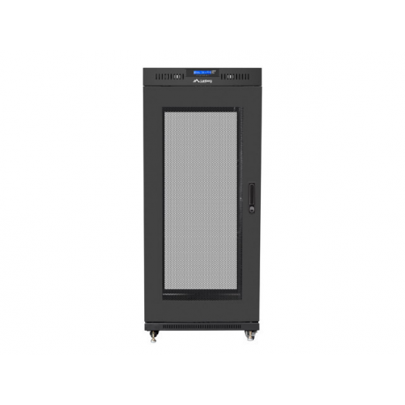 Lanberg V2 - Rack cabinet - flat pack, with mesh door, 600x800 - free-standing - black, RAL 9004 - 27U - 19" - 1