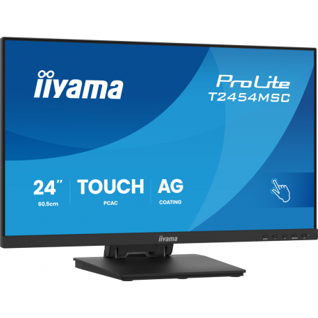 iiyama ProLite T2454MSC-B3AG - LED monitor - 24" (23.8" viewable) - touchscreen - 1920 x 1080 Full HD (1080p) @ 83 Hz - IPS - 300 cd / m² - 1000:1 - 4 ms - HDMI, DisplayPort - speakers - matte black - 2