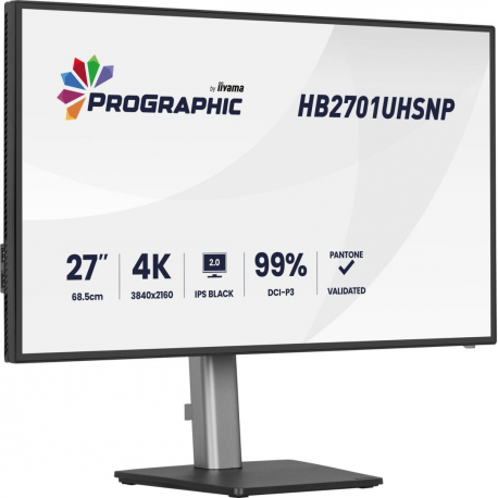 Iiyama ProGraphic HB2701UHSNP-B1 - LED monitor - 27" - 3840 x 2160 4K @ 60 Hz - IPS Black 2.0 - 450 cd / m² - 3000:1 - 4 ms - HDMI, DisplayPort, USB-C - speakers - black, matte - 0
