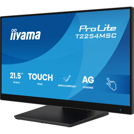 iiyama ProLite T2254MSC-B2AG - LED monitor - 21.5" (18.7" viewable) - touchscreen - 1920 x 1080 Full HD (1080p) @ 100 Hz - IPS - 300 cd / m² - 1300:1 - 4 ms - HDMI, DisplayPort - speakers - black - 7