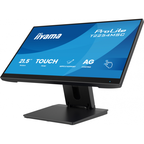 iiyama ProLite T2254MSC-B2AG - LED monitor - 21.5" (18.7" viewable) - touchscreen - 1920 x 1080 Full HD (1080p) @ 100 Hz - IPS - 300 cd / m² - 1300:1 - 4 ms - HDMI, DisplayPort - speakers - black - 9