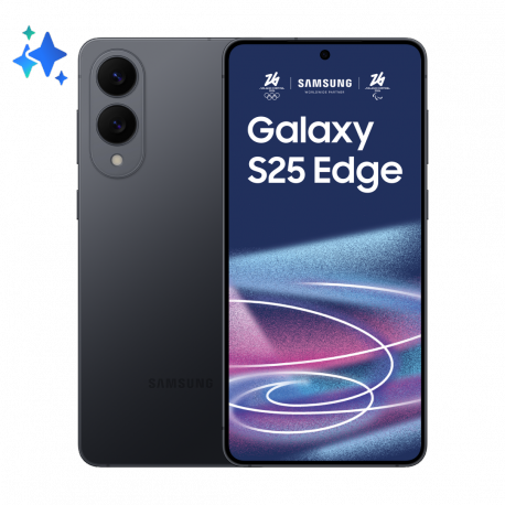 Samsung Galaxy S25 Edge - 5G smartphone - dual-SIM - RAM 12 GB  /  Internal Memory 256 GB - OLED display - 6.7" - 3120 x 1440 pixels (120 Hz) - 2x rear cameras 200 MP, 12 MP - front camera 12 MP - titanium jetblack - 0