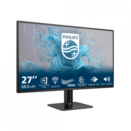 Philips 27E2N2500 - 2000 Series - LED monitor - 27" - 2560 x 1440 QHD @ 120 Hz - IPS - 300 cd / m² - 1500:1 - HDR10 - 4 ms - HDMI, DisplayPort - black - 1
