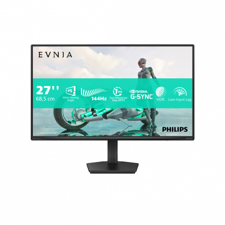 Philips Evnia 3000 27M2N3200NF - LED monitor - gaming - 27" - 1920 x 1080 Full HD (1080p) @ 144 Hz - Fast IPS - 300 cd / m² - 1500:1 - HDR10 - 0.5 ms - HDMI, DisplayPort - charcoal - 0