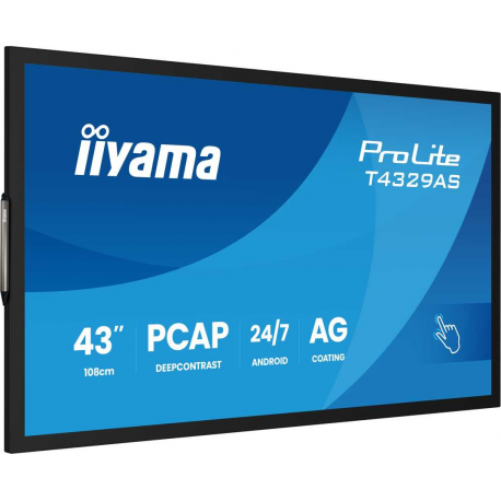 iiyama ProLite T4329AS-B1AG - 43" Diagonal Class (42.5" viewable) LED-backlit LCD display - digital signage - with touchscreen (multi touch) - 4K UHD (2160p) 3840 x 2160 - Direct LED - black (bezel), matte finish - 6