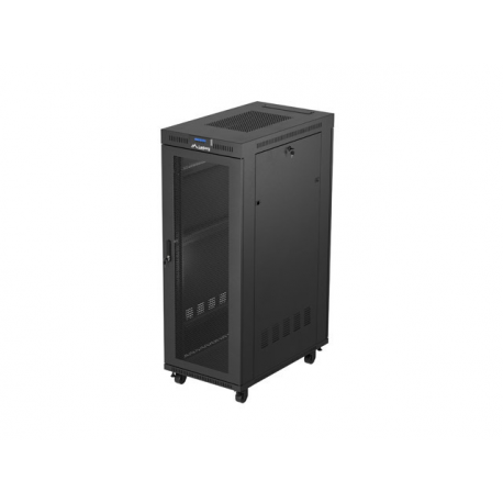 Lanberg FF01 series - Rack - 600 x 1000, flat pack, with mesh door, LCD - with thermostat, LCD screen, 6 cooling fans - free-standing - black, RAL 9004 - 32U - 19" - 0