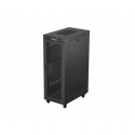 Lanberg FF01 series - Rack - 600 x 1000, flat pack, with mesh door, LCD - with thermostat, LCD screen, 6 cooling fans - free-standing - black, RAL 9004 - 32U - 19"
