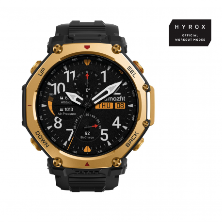 Amazfit T-Rex 3 Pro - 48 mm - Yes smart watch with strap - silicone - wrist size: 145-210 mm - display 1.5" - Bluetooth, Wi-Fi, NFC - 52 g - black gold - 0