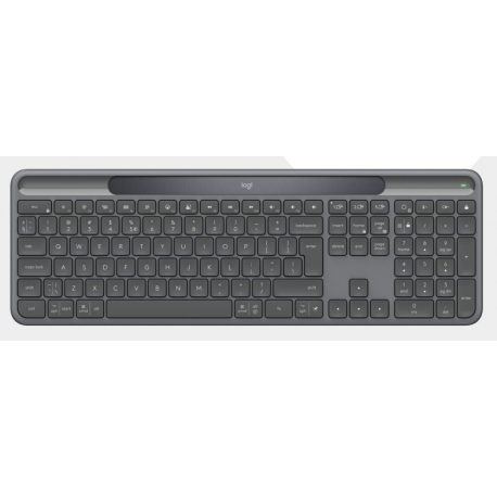 Logitech Signature Slim Solar+ K980 for Business - Keyboard - full size - wireless - Bluetooth LE, USB-C - QWERTY - US International - key switch: scissor switches - graphite - 0