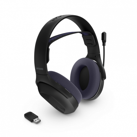 Lenovo Legion H410 - Headset - full size - Bluetooth / 2.4 GHz radio frequency - wireless - black, purple - 11