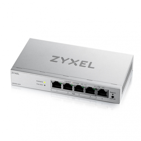 Zyxel GS1200v3 Series GS1200-5HPv3 - Switch - Managed - 5 x 10 / 100 / 1000 - desktop - PoE+ (68 W) - 0