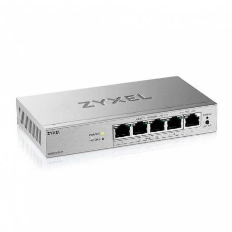 Zyxel GS1200v3 Series GS1200-5HPv3 - Switch - Managed - 5 x 10 / 100 / 1000 - desktop - PoE+ (68 W) - 1