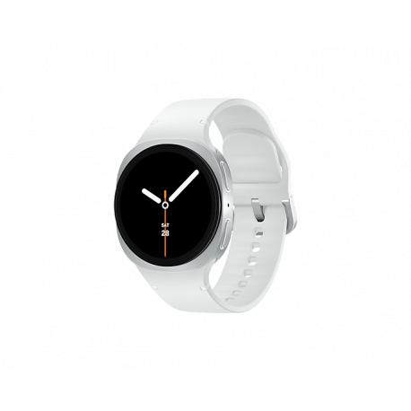 Samsung Galaxy Watch8 - 40 mm - silver - smart watch with sport band - rubber - white - band size: S/M - display 1.34" - 32 GB - NFC, Bluetooth, Wi-Fi - 30 g - 0