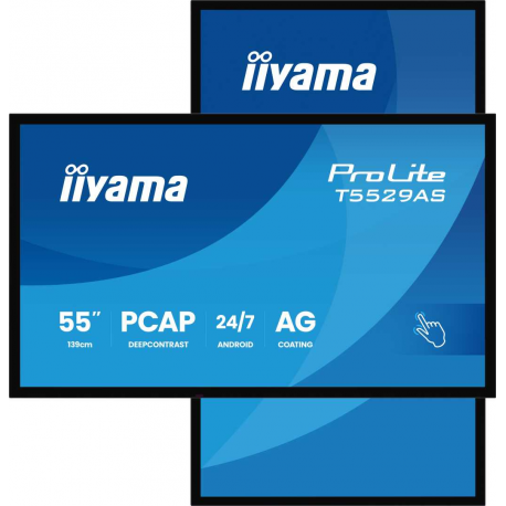 iiyama ProLite T5529AS-B1AG - 55" Diagonal Class (54.6" viewable) LED-backlit LCD display - digital signage - with touchscreen (multi touch) - 4K UHD (2160p) 3840 x 2160 - Direct LED - black (bezel), matte finish - 0