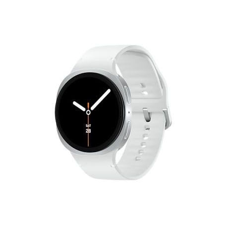 Samsung Galaxy Watch8 - 44 mm - silver - smart watch with sport band - rubber - white - band size: M/L - display 1.47" - 32 GB - NFC, Bluetooth, Wi-Fi - 34 g - 0