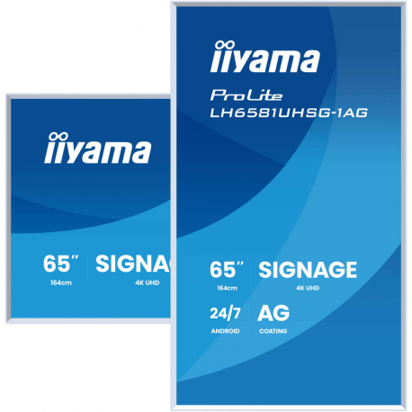 iiyama ProLite LH6581UHSG-1AG - 65" Diagonal Class (64.5" viewable) LED-backlit LCD display - digital signage - with built-in SoC media player - 4K UHD (2160p) 3840 x 2160 - white bezel, matte finish - 4