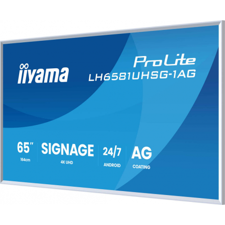 iiyama ProLite LH6581UHSG-1AG - 65" Diagonal Class (64.5" viewable) LED-backlit LCD display - digital signage - with built-in SoC media player - 4K UHD (2160p) 3840 x 2160 - white bezel, matte finish - 5