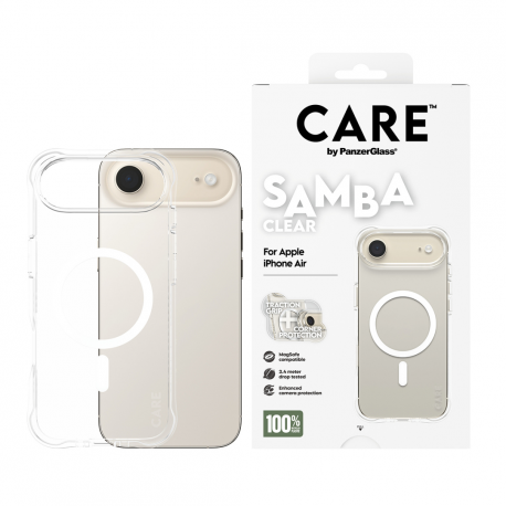 CARE by PanzerGlass Samba - Back cover for mobile phone - MagSafe compatibility - thermoplastic polyurethane (TPU) - transparent with white - for Apple iPhone Air - 1