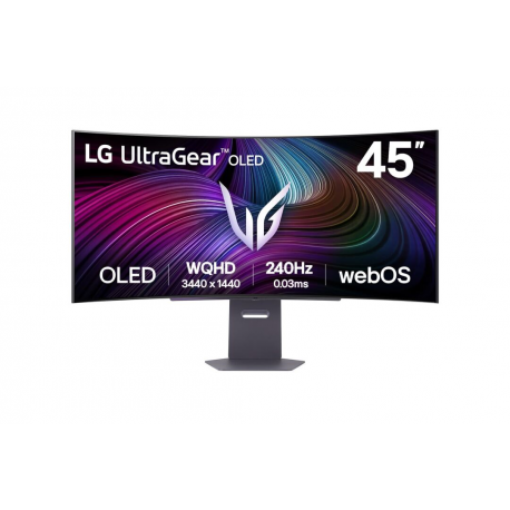 LG UltraGear 45GX90SA-B - OLED monitor - gaming - curved - 45" (44.5" viewable) - 3440 x 1440 UWQHD @ 240 Hz - 1300 cd/m² - 1500000:1 - DisplayHDR 400 True Black - 0.03 ms - 2xHDMI, DisplayPort, USB-C - speakers - black - 0