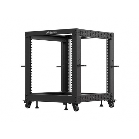 Lanberg - Rack open frame - 600 x 600 - 1100, adjustable - RAL 9004, black - 12U - 19" - 1