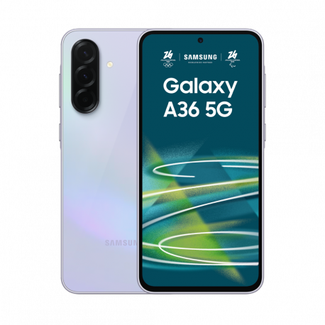 Samsung Galaxy A36 - 5G smartphone - dual-SIM - RAM 6 GB  /  Internal Memory 128 GB - OLED display - 6.7" - 2340 x 1080 pixels (120 Hz) - 3x rear cameras 50 MP, 8 MP, 5 MP - front camera 12 MP - awesome lavender - 0