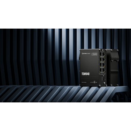 Teltonika TSW040 - Switch - Managed - 8 x 10 / 100 (PoE+) - DIN rail mountable - PoE+ (240 W) - 8