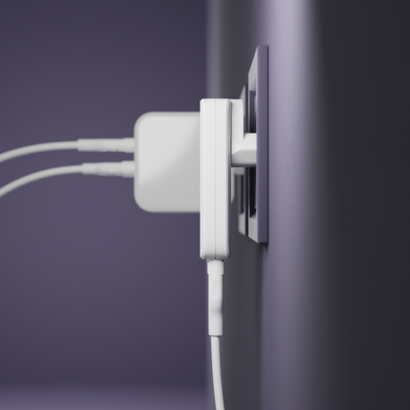 dbramante1928 re-charge Pro - Power adapter - slim - 20 Watt - 2 output connectors (24 pin USB-C, USB) - white - 4