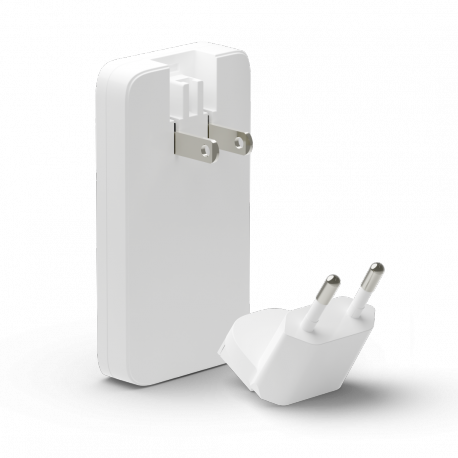 dbramante1928 re-charge Pro - Power adapter - slim - 65 Watt - 2 output connectors (24 pin USB-C, USB) - white - 1