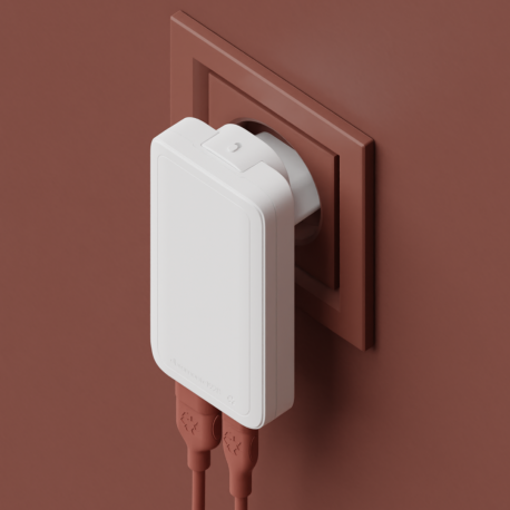 dbramante1928 re-charge Pro - Power adapter - slim - 65 Watt - 2 output connectors (24 pin USB-C, USB) - white - 3