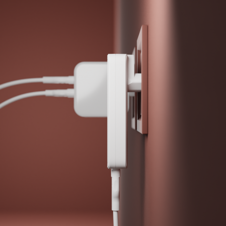 dbramante1928 re-charge Pro - Power adapter - slim - 65 Watt - 2 output connectors (24 pin USB-C, USB) - white - 4