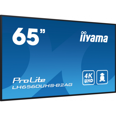 iiyama ProLite LH6560UHS-B2AG - 65" Diagonal Class (64.5" viewable) LED-backlit LCD display - digital signage - with built-in media player and wireless media receiver - 4K UHD (2160p) 3840 x 2160 - Edge LED - black bezel with matte finish - 3