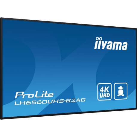 iiyama ProLite LH6560UHS-B2AG - 65" Diagonal Class (64.5" viewable) LED-backlit LCD display - digital signage - with built-in media player and wireless media receiver - 4K UHD (2160p) 3840 x 2160 - Edge LED - black bezel with matte finish - 5