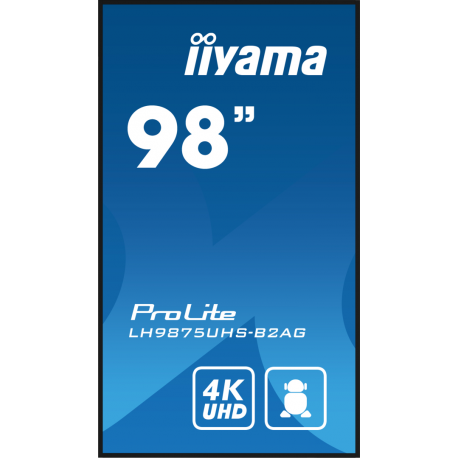 iiyama ProLite LH9875UHS-B2AG - 98" Diagonal Class (97.5" viewable) LED-backlit LCD display - digital signage - with built-in media player / optional slot-in PC capability - 4K UHD (2160p) 3840 x 2160 - black bezel with matte finish - 2