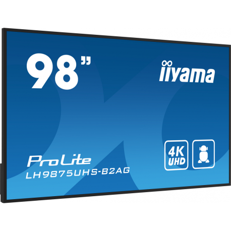 iiyama ProLite LH9875UHS-B2AG - 98" Diagonal Class (97.5" viewable) LED-backlit LCD display - digital signage - with built-in media player / optional slot-in PC capability - 4K UHD (2160p) 3840 x 2160 - black bezel with matte finish - 3