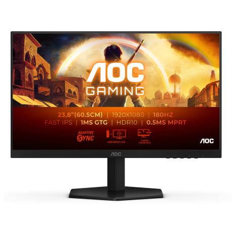 AOC Gaming 24G42E - LED monitor - gaming - 24" (23.8" viewable) - 1920 x 1080 Full HD (1080p) @ 180 Hz - Fast IPS - 300 cd / m² - 1000:1 - HDR10 - 0.5 ms - HDMI, DisplayPort - black - 0
