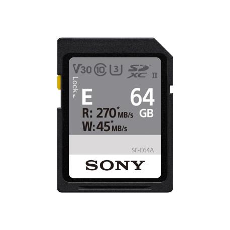 Sony E Series SF-E64A - Flash memory card - 64 GB - Video Class V30  /  UHS-I U3  /  Class10 - SDXC UHS-II - 0
