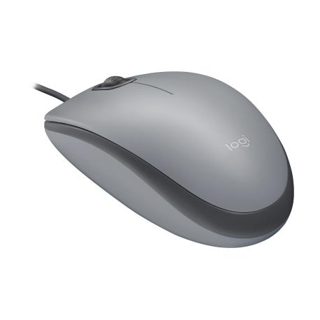 Logitech M110 Silent - Mouse - right and left-handed - optical - 3 buttons - wired - USB-A - mid grey - 0