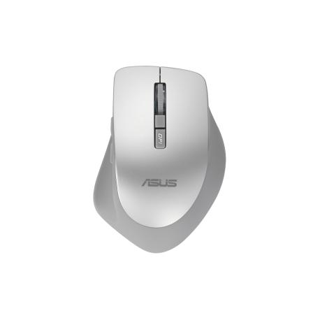 ASUS WT425 - Mouse - ergonomic - optical - 6 buttons - wireless - 2.4 GHz - USB wireless receiver - fog silver - 0