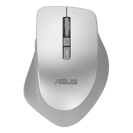 ASUS WT425 - Mouse - ergonomic - optical - 6 buttons - wireless - 2.4 GHz - USB wireless receiver - fog silver - 1